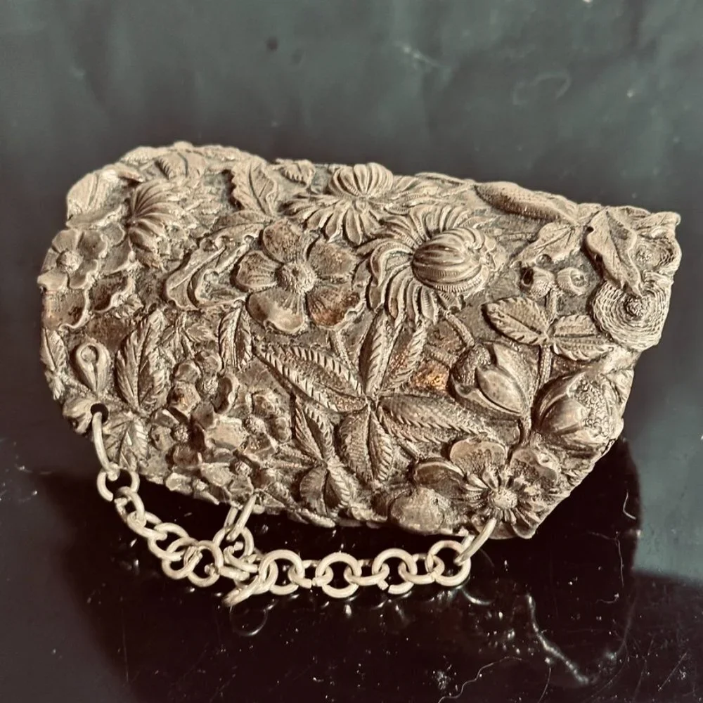 Floral Sterling Silver Cuff Bracelet Wide Art Nouveau 925 Kirk Stieff Repoussé